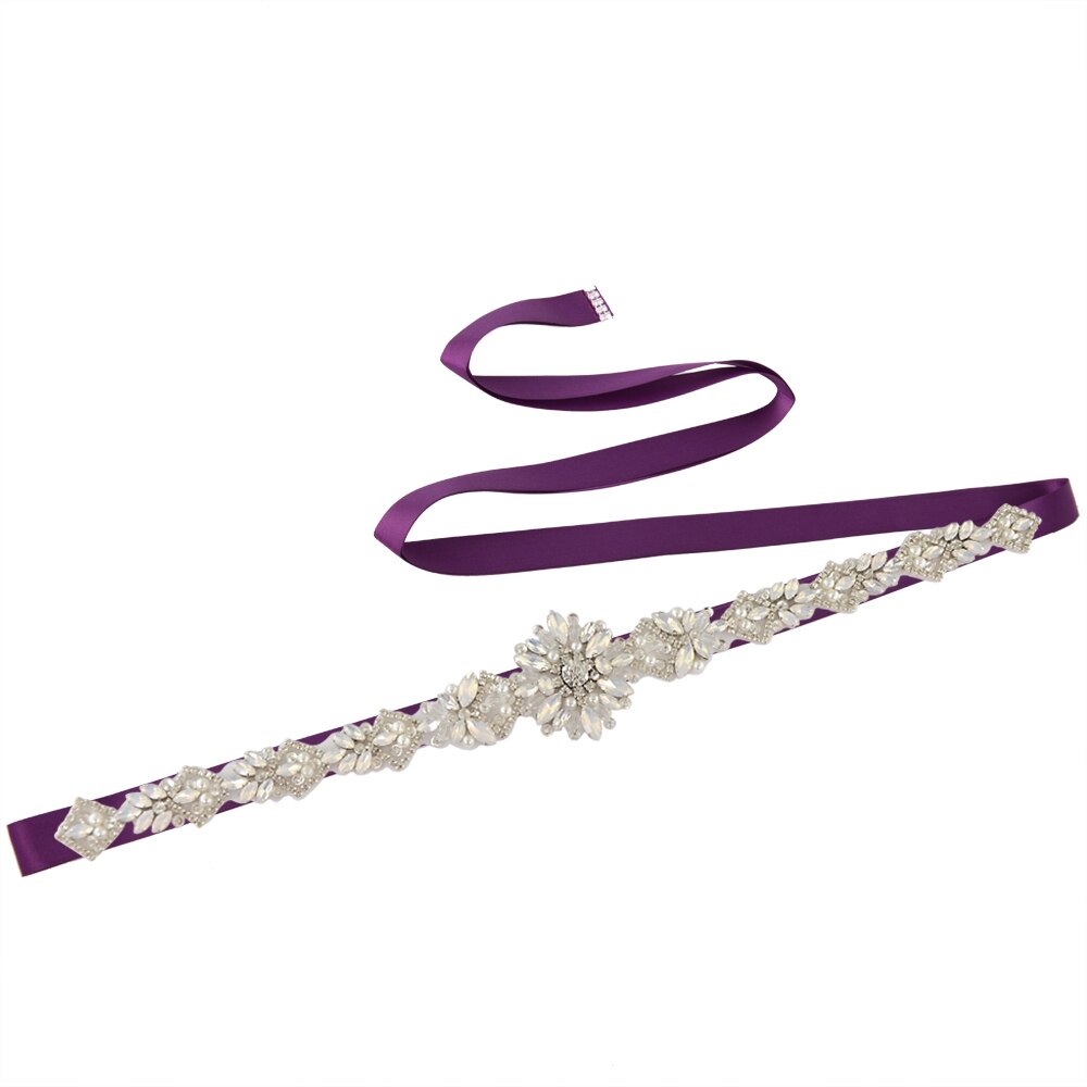 Trixy S408 Opaal Bruids Riem Voor Jurken Kristal Kralen Riem Voor Vrouwen Bruid Bruidsmeisje Jurk Sash Party Formele riemen: purple