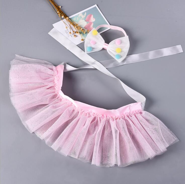 0-2T Pink Sparkle Tutu Skirt children's wear girl's spring and summer Tutu skirt with pompom bow tutu headband