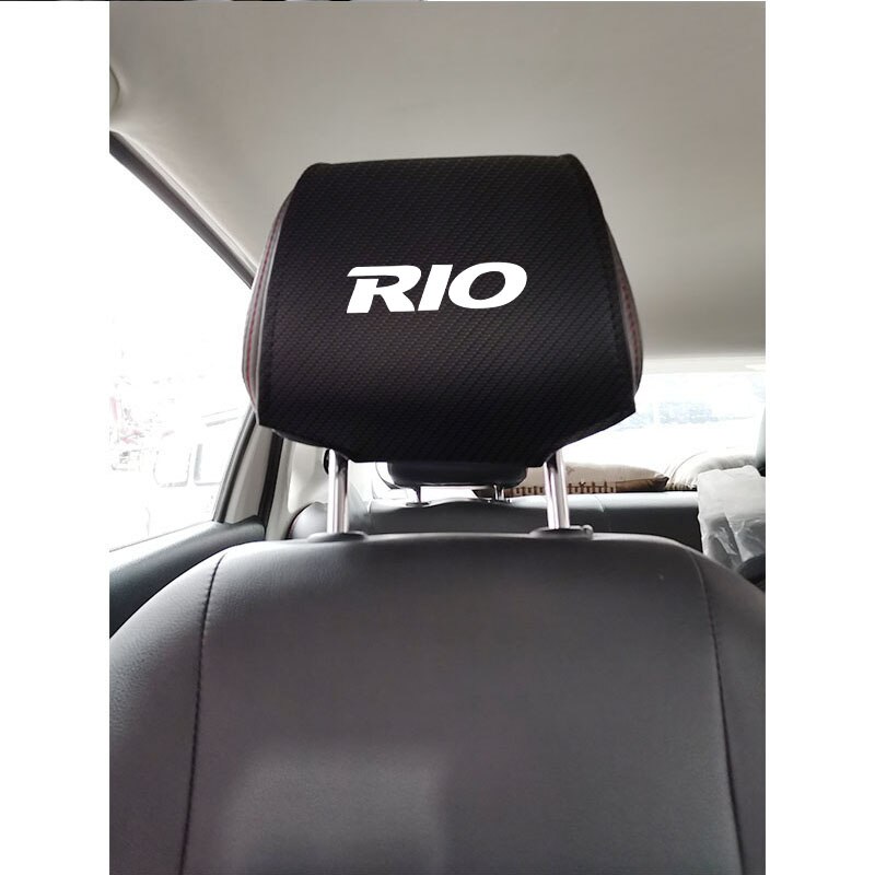 Auto Hoofdsteun Cover Voor Kia Rio Carbon Fiber Lederen Auto Hoofdsteun Protector Case Interieur Accessoires