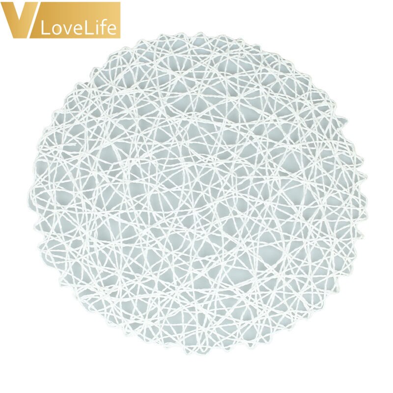 6 stk papirreb mesh rundt bord dækkeservietter hjemmekøkken jule børn gør-det-selv dekorationspuder 38*38cm borddekoration: Hvid