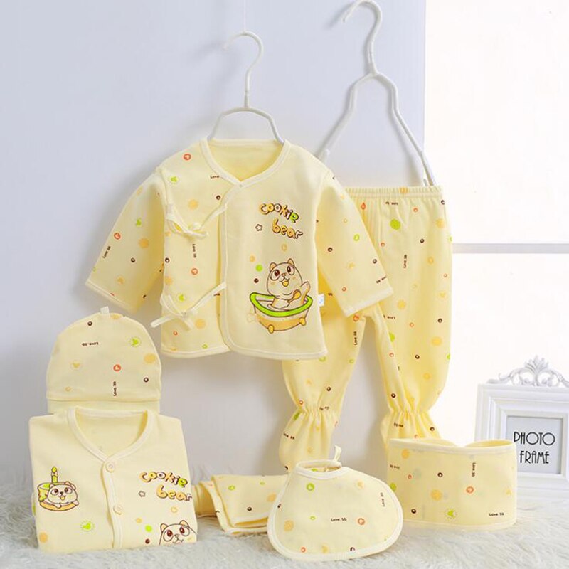 Ensembles de vêtements pour bébés | Ensemble en coton, pour -né fille garçon, chemise + pantalon + barboteuse + chapeau + culottes, ensemble de 7 pièces: CJM026Y