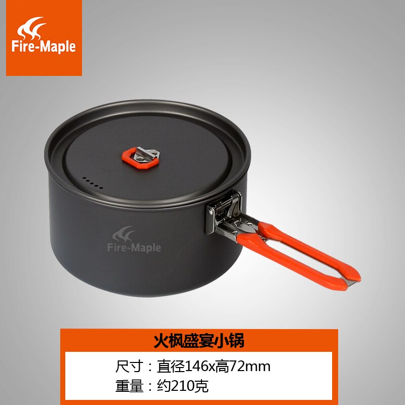 Outdoor Hiking Camping Cookware Set Aluminum Cooking Equipment Camping Gas Wood Stove Pans Cocina Camping Camping Supplies: Small pot