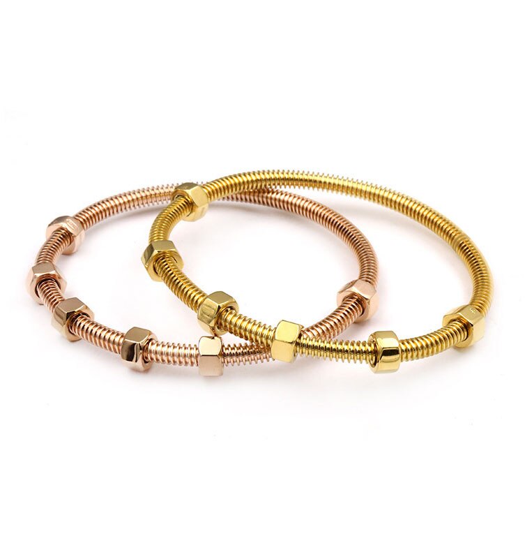 Schraube Armreifen Titan Stahl Oval Paar Frauen Armreifen kein stein rose gold Armbänder Femme Bijoux Pulseira ohne box