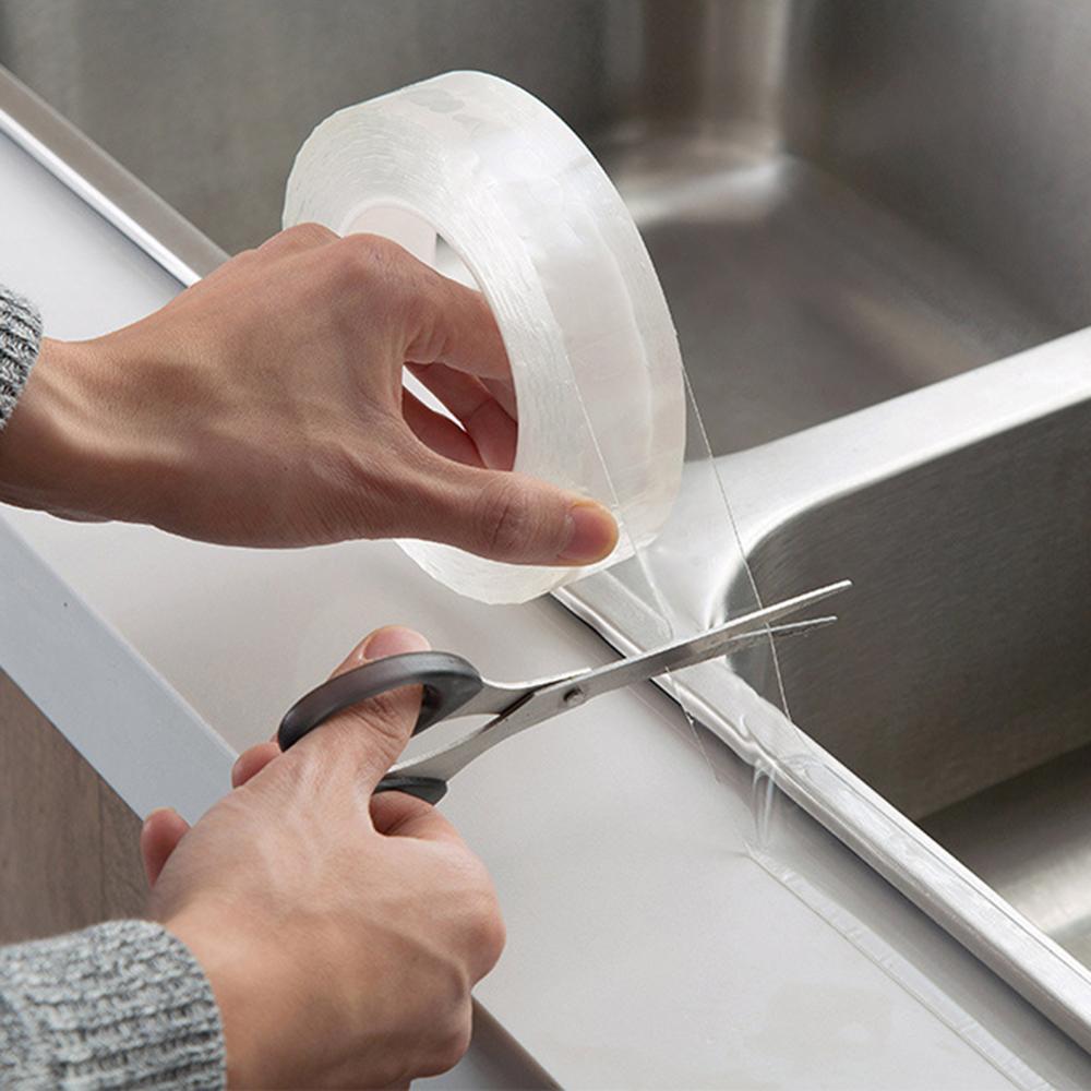Hjem køkkenvask hul vandtæt form stærk selvklæbende gennemsigtig tape badeværelse kløft selvklæbende vandforseglingsværktøj