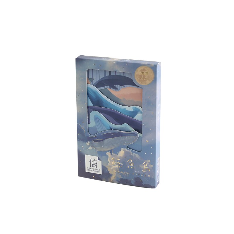 30 Stks/set Walvis Eiland Bronzing Postcard Hollow Wenskaarten Diy Journal Decoratie Briefpapier