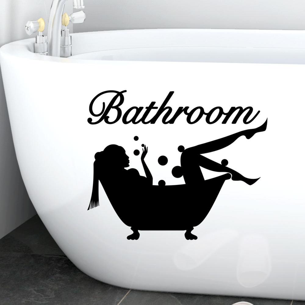Bathroom beauty girl in bathtub Wall stickers artistic stickers home decoration wall decals sticker for glass window deco