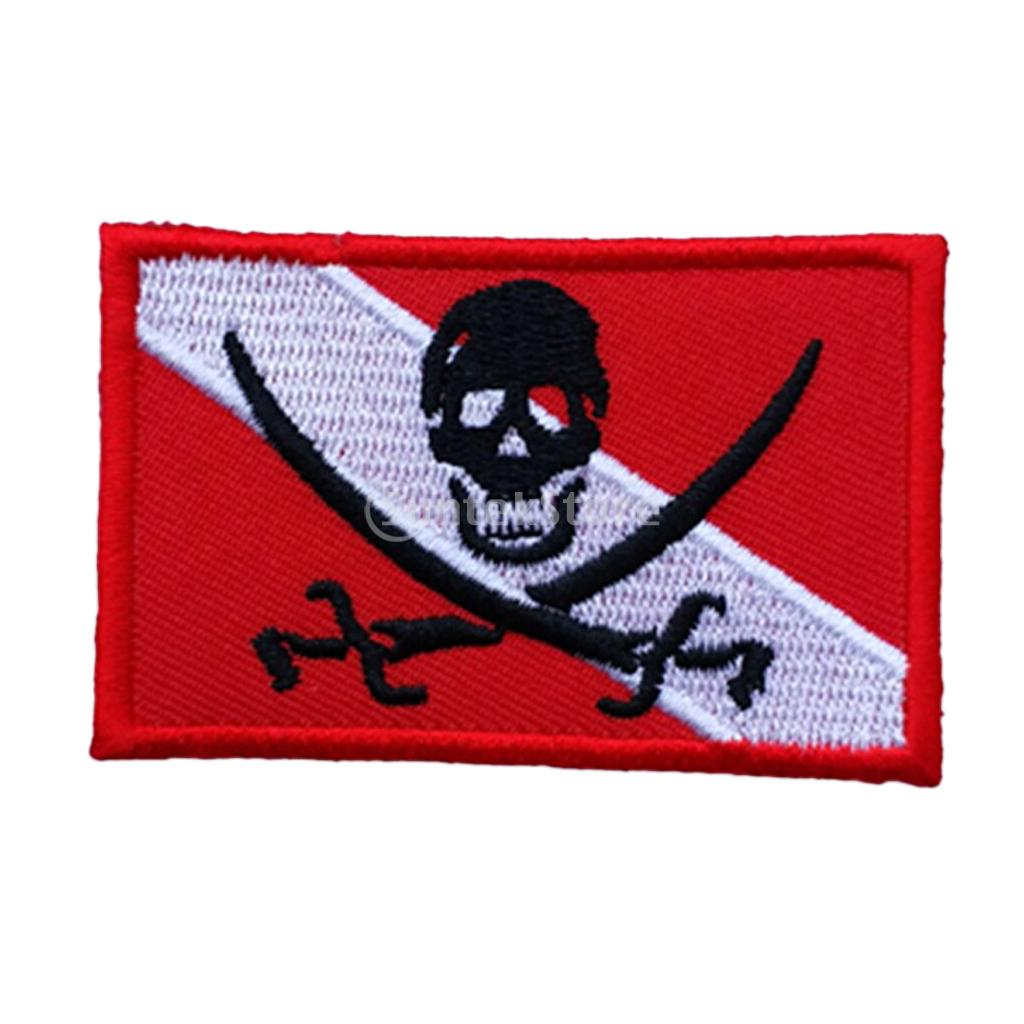Diver Down Piraat Vlag Patch Patches Rugzak Badge Duiken Dive Ijzer Op Geborduurde