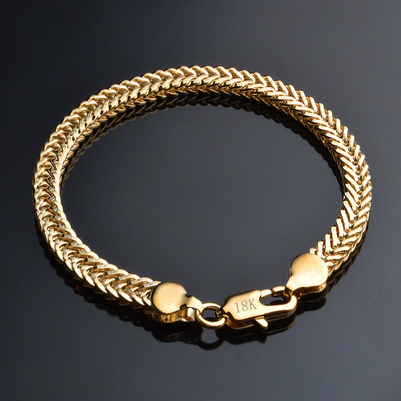 Pulsera de oro con sello para hombre, brazalete de cadena cubana a la , color dorado, precio al por mayor