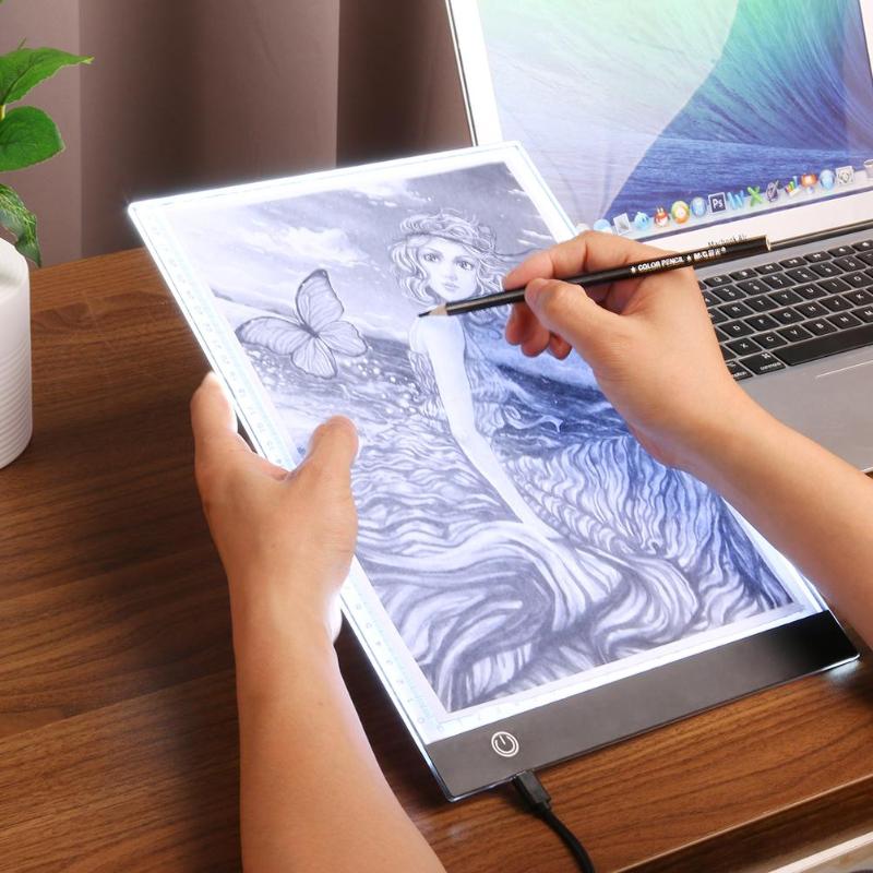 Tableta digital gráfica LED VKTECH, plantilla fina para arte, tablero de dibujo, caja ligera para trazado, escritura, tableta electrónica portátil