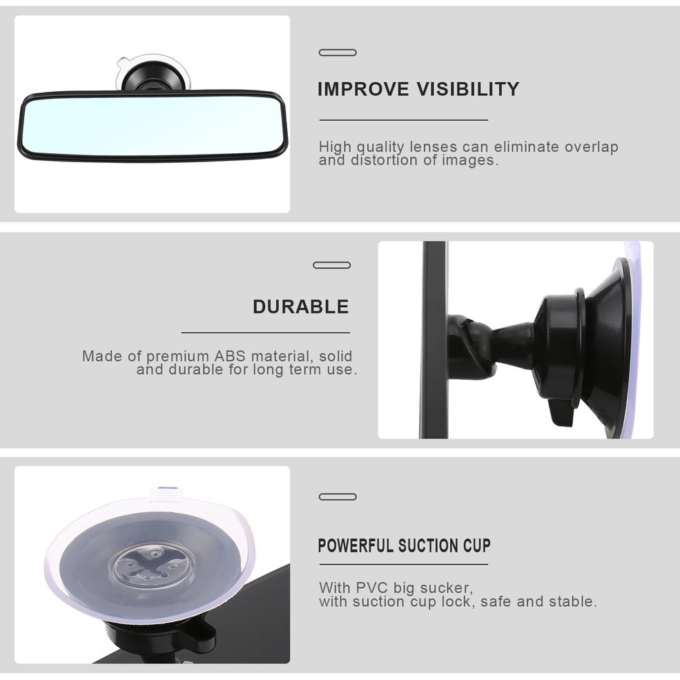 Universele auto achteruitkijkspiegel, groothoek achteruitkijkspiegel, auto binnenspiegel met pvc zuignap czc -100