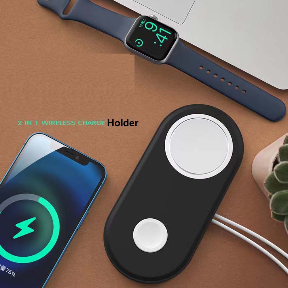 Til apple iphone magsafe airpods iwatch magnetisk trådløs oplader stand opladningsholder slank silikone pad flad dok base