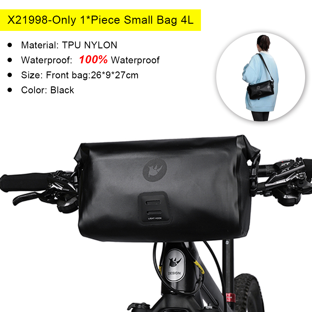 Rhinowalk Neue Fahrrad Tasche Wasserdichte Fahrrad Lenker Tasche Vorderseite Rahmen MTB Große Kapazität Lagerung Rucksack Radfahren Zubehör: nur klein Tasche 4Lx1
