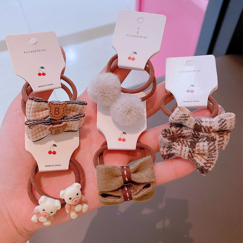 Ensemble d'élastiques à cheveux pour bébé fille, 10 pièces, bandeau en caoutchouc, couvre-chef de dessin animé, accessoires pour cheveux: coffee