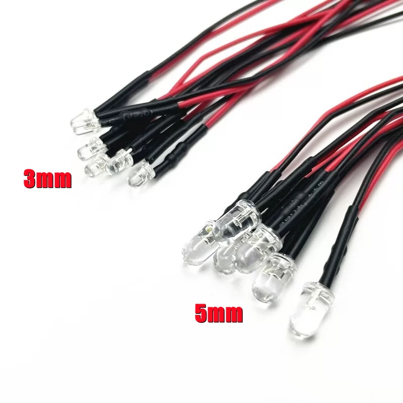 10 Uds. Luz LED de 3mm y 5mm 3V-12V rojo verde azul blanco lámpara piloto Multicolor para coche trepador de control remoto Traxxas TRX4 piezas de juguete axial