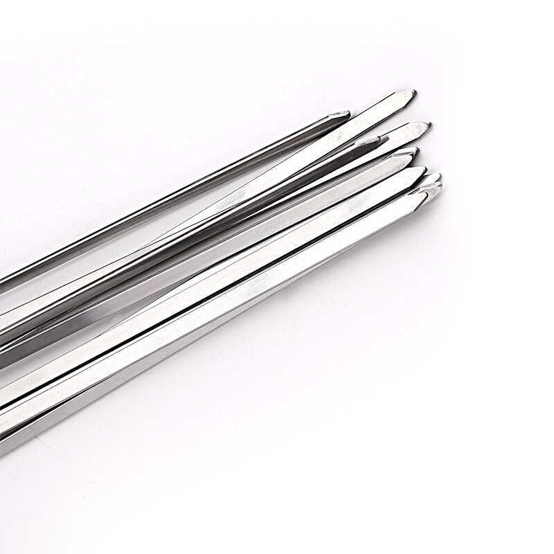 17.7in (45Cm) roestvrij Staal Platte Bbq Sticks Metalen Bbq Kabob Spiesjes Herbruikbare Bbq Stickers Grill Barbecue Accessoires 6/10/12pc