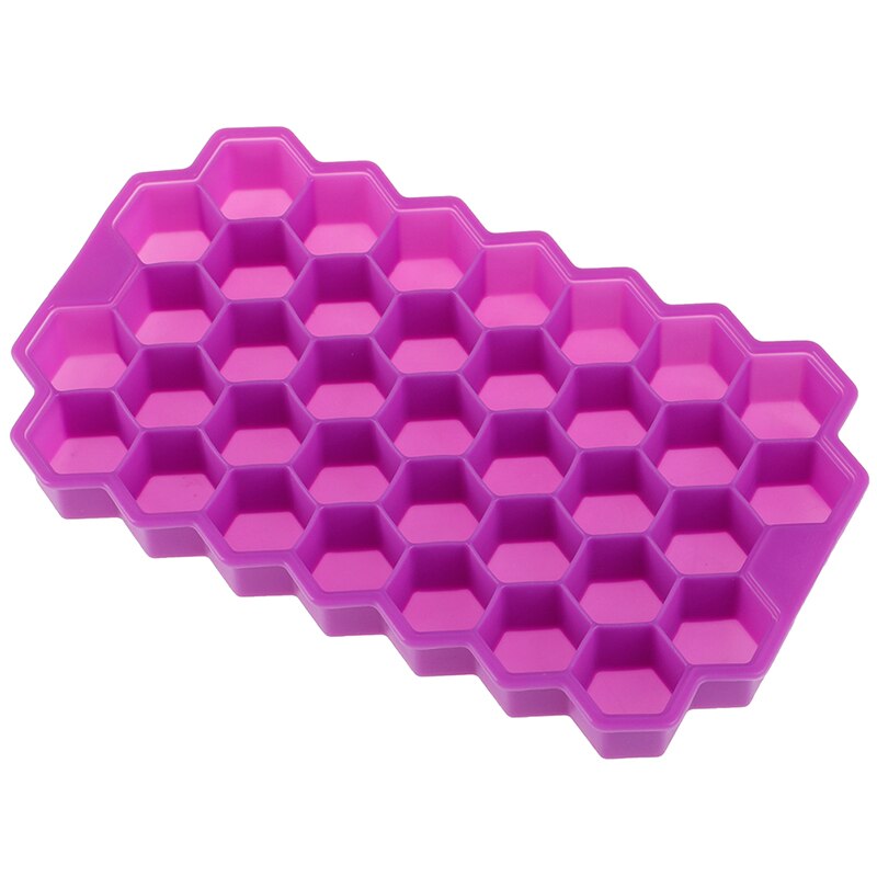 1Pcs 37 Kubussen Thuis Honingraat Vorm Silicone Ice Cube Tray Mold Opslag Container: purple