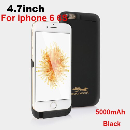 Battery Charger Case For iPhone 6 6 Plus 5000/8000mAh Backup Power Bank For iPhone 6 6s Portable External Battery Powerbank Case: Black for i6 i6s