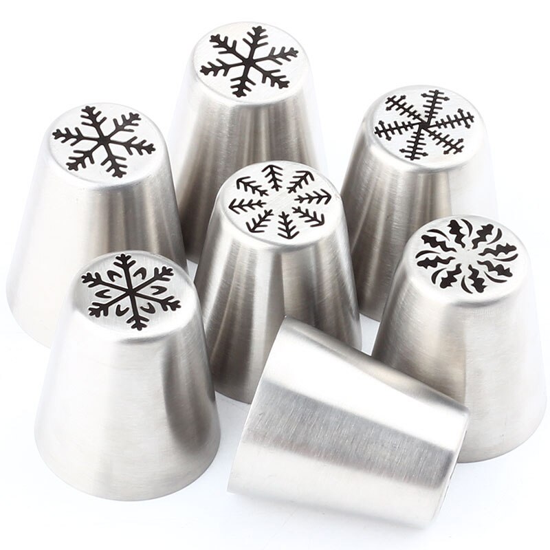 Russische 7 Pcs Piping Icing Rvs Nozzles Party Bakken Tools Gebak Tips En 1 Pcs Converter Coupler Bakken Taart gereedschap