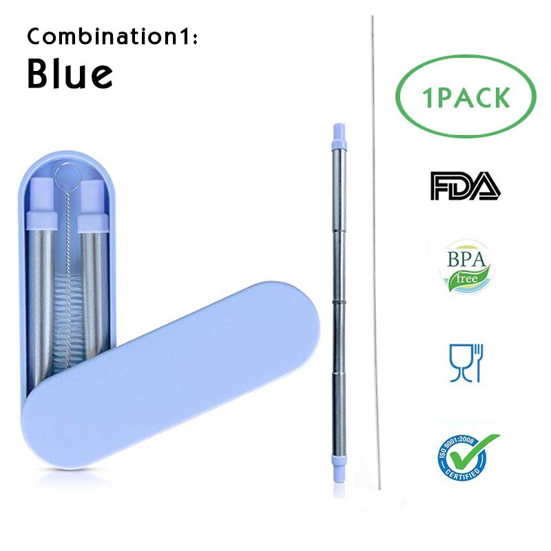 Telescopic Metal Drinking Straw Collapsible Reusable Straw Portable Stainless Steel Straw with Case and Brush for Travel Outdoor: T-straw 12