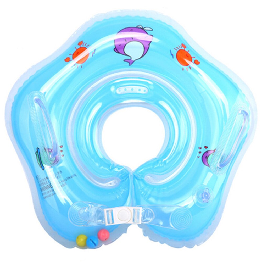 Nyfødt baby svømningskrave sikker justerbar flydende cirkel oppustelig legetøj svømning ring pool tilbehør til badning: Blå