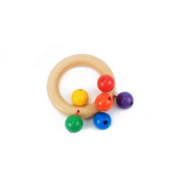 Baby Rattles & Mobiles Infant & Toddlers Wood Toy Wooden Geometric Shape Rattles Baby Wooden Toys Bell for Newborns Musical: round