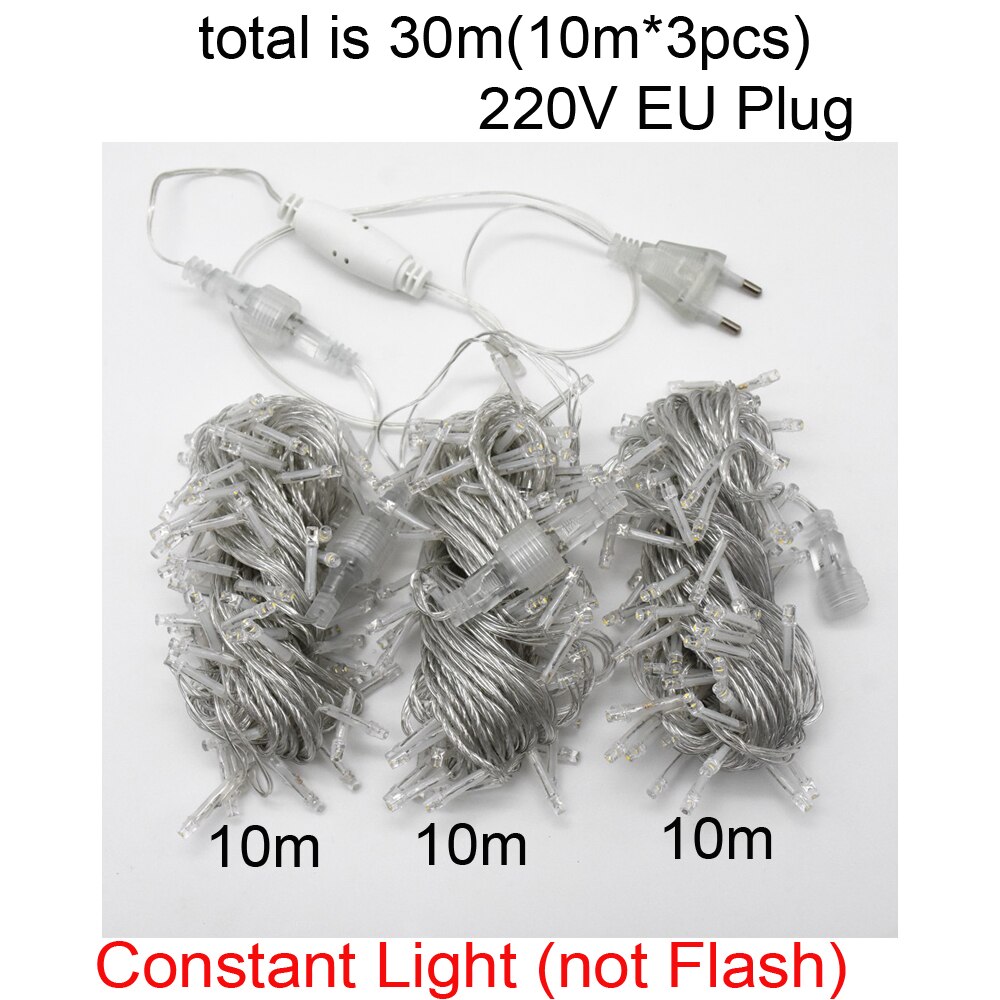 20M 30M 40M 50M 60M 100M Led String Licht Constante Kerstverlichting 220V waterdichte Outdoor Guirlande Decoratie: changeable / 11-15W