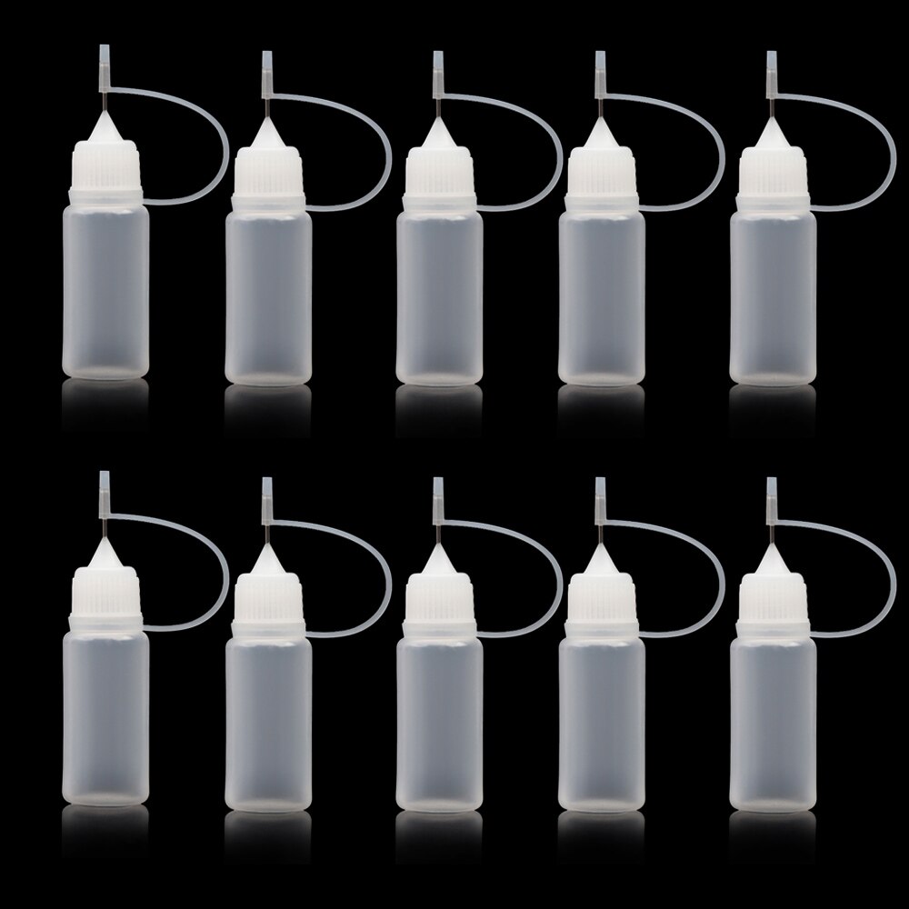 Botella de pegamento escurrible de aguja, 5 piezas, 10ML, reutilización de plástico blanco, bricolaje, herramientas de manualidades para álbum de recortes, accesorios calientes para el hogar y el jardín