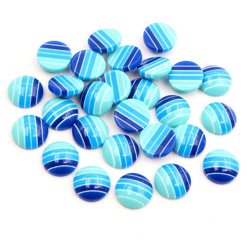 ! 40 unids/lote 12mm colores mezclados resina trasera plana rayas clásicas cabujones Cabochon Base camafeo 12mm: W3-17