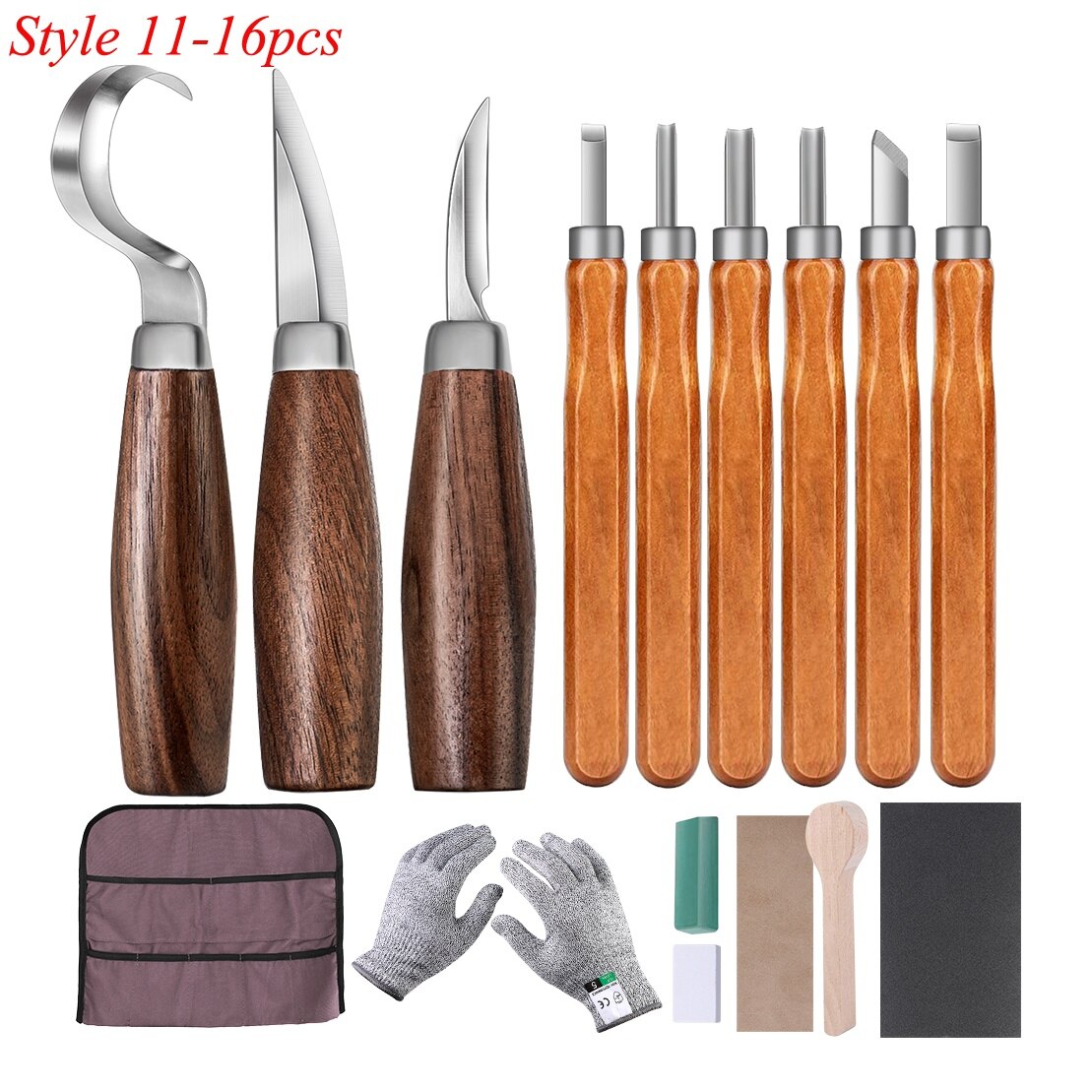 Wood Carving Tools Set Hook Carving Knife Kit for Beginners Detail Wood Knife Whittling Resistant Gloves Leather Sheath: Pink