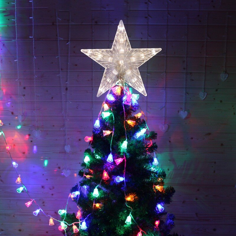 LED Light Up Christmas Tree Topper Star Xmas Tree Ornaments Party Home Decorations