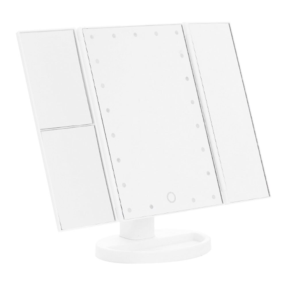Led fold makeup spejl skrivebord kosmetisk spejl forstørrelsesglas makeup skønhedsværktøj 3 folde justerbart makeup spejl