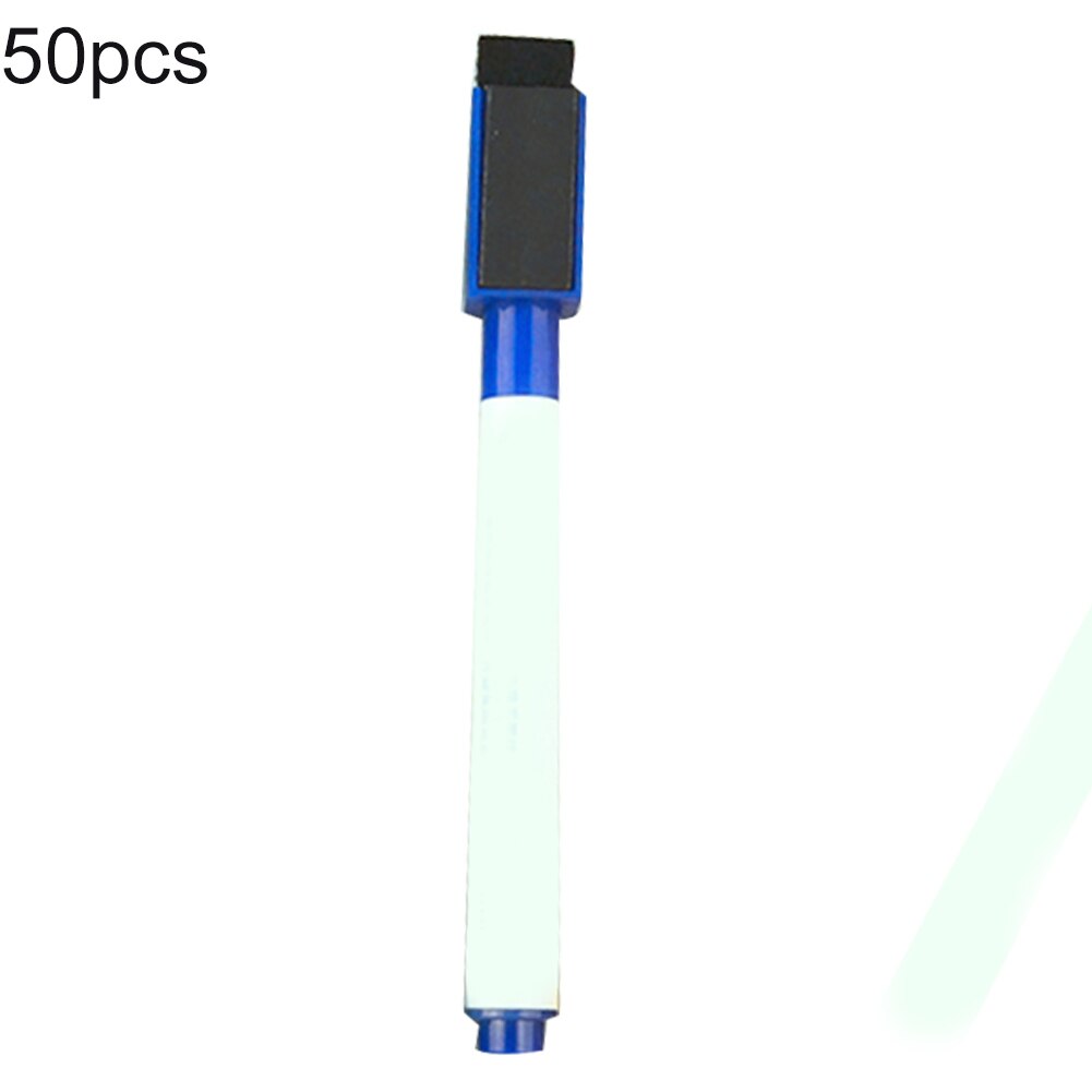 50Pc Magnetische Whiteboard Marker Pen White Board Droog Vegen Fijne Penpunt Pen Met Gum Rubber Magnetische Markers Borstel Koelkast magneten: Dark Blue
