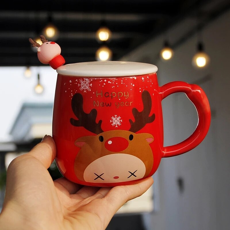 Christmas Ceramic Coffee Mug 3D Snowman Cartoon Milk Breakfast Cup Christmas