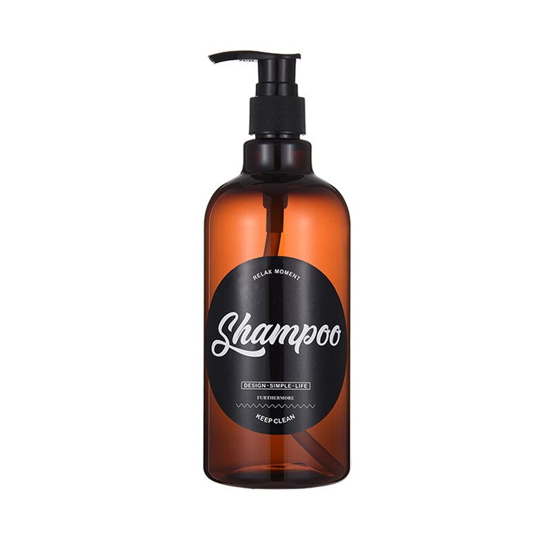 Brun sæbeflaske til badeværelse bruser shampoo balsam flaske nordisk håndpresse væskebeholder 500ml/16.9oz: C