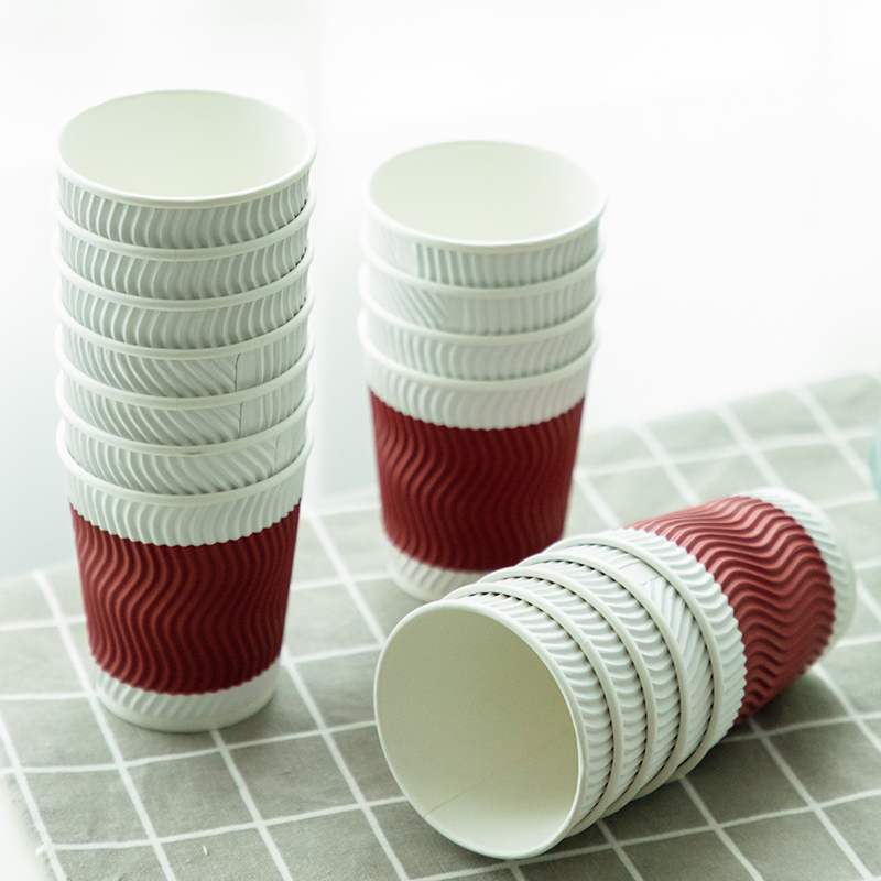 Kartonnen Beker 9 OZ Wegwerp Koffie Cup Dikke Kraft Anti Verwarming Hand Office Water Cup Party Favor 20 stks/partij