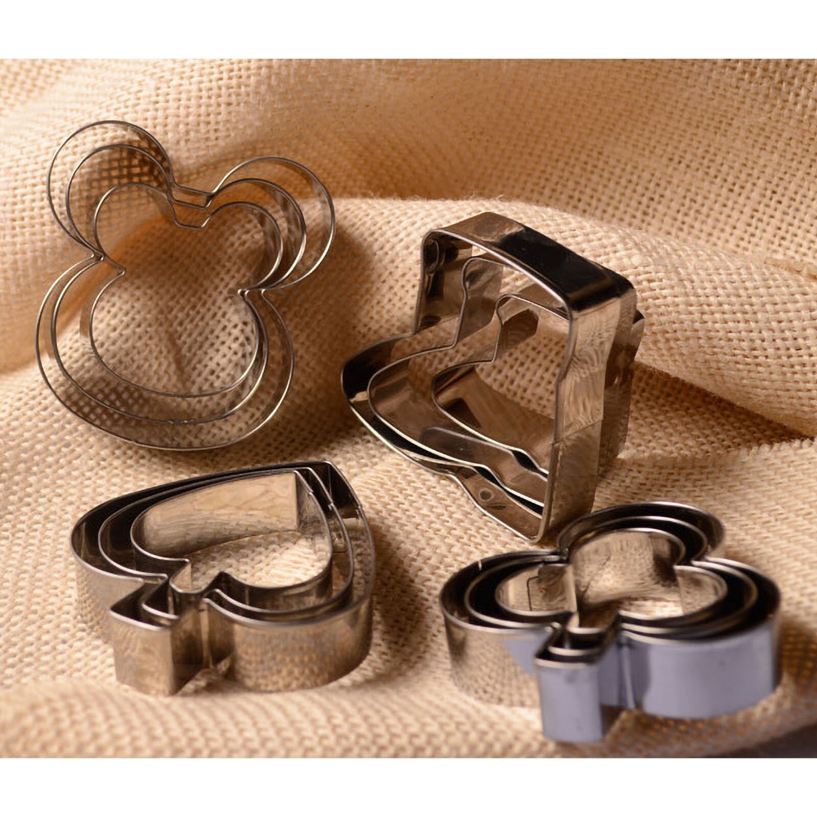 25 # Rvs 12 Delige Set Drie-Dimensionale Cookie Mold Cake Bakken Tools Diy Cookie Cutter Rvs cookie Gereedschap