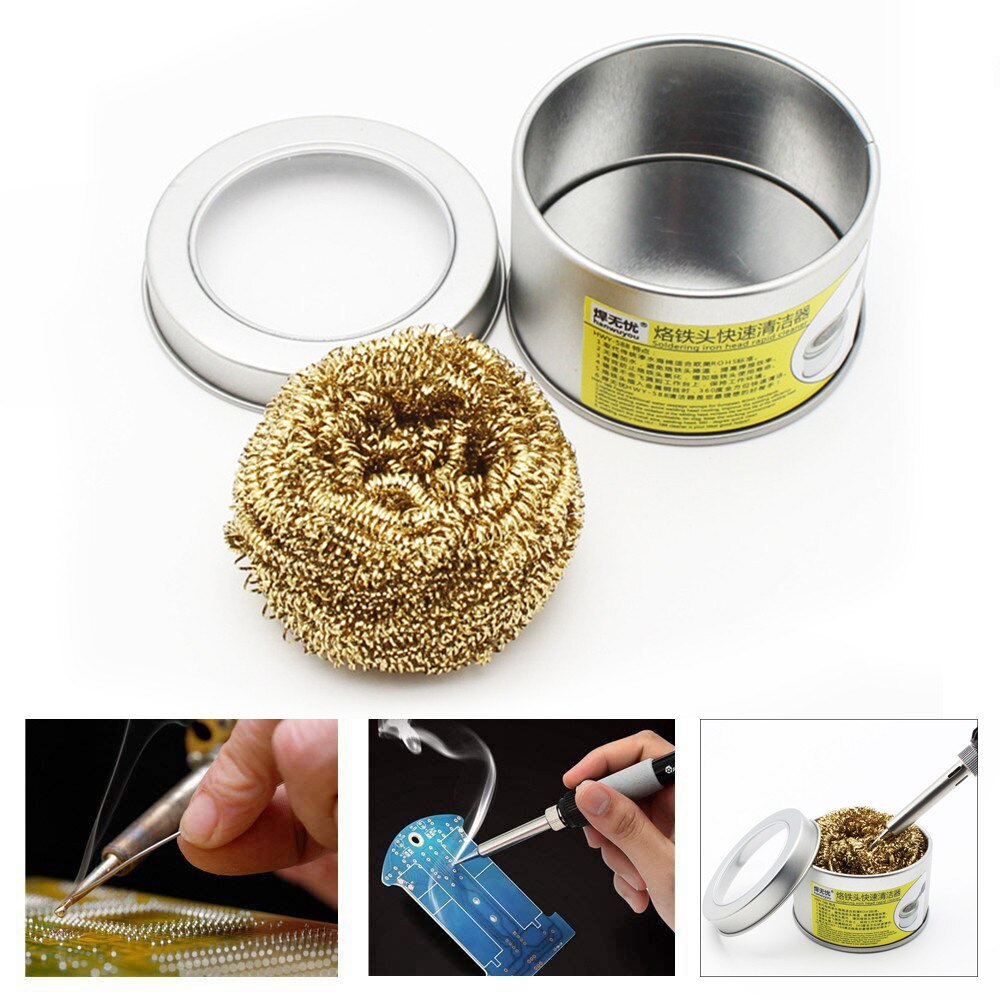 Goud/Zwart Soldeerbout Tip Reiniging Draad Scrubber Cleaner Ball Metal