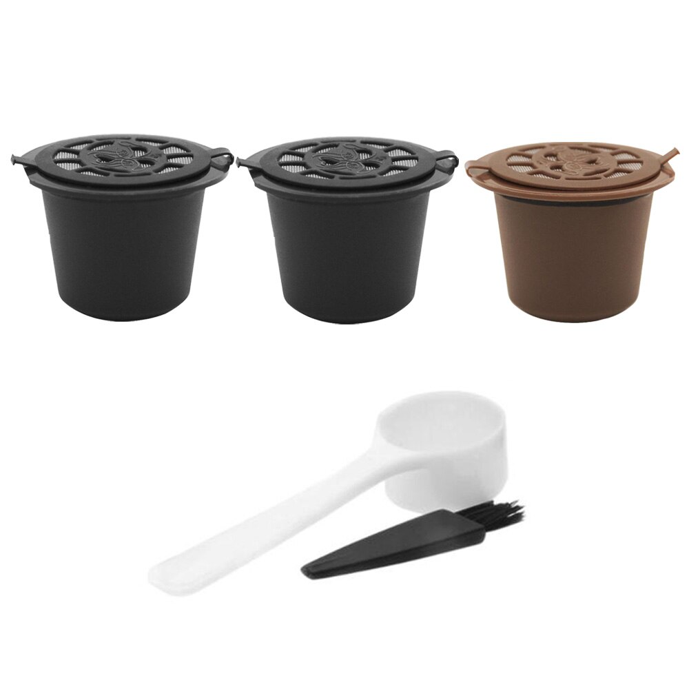1/3 stk genanvendelige genopfyldelige til nespresso kaffekapsel med 1pc plastskeer filterpude til originale linjefiltre: 3 stk g tilsæt pensel
