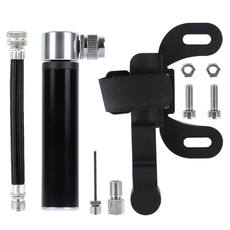Minibomba de mano para bicicleta, inflador de aire de neumático, válvula Schrader Presta, manguera de aguja de bola, accesorios portátiles para bicicleta de montaña, Universal,: A Style Black