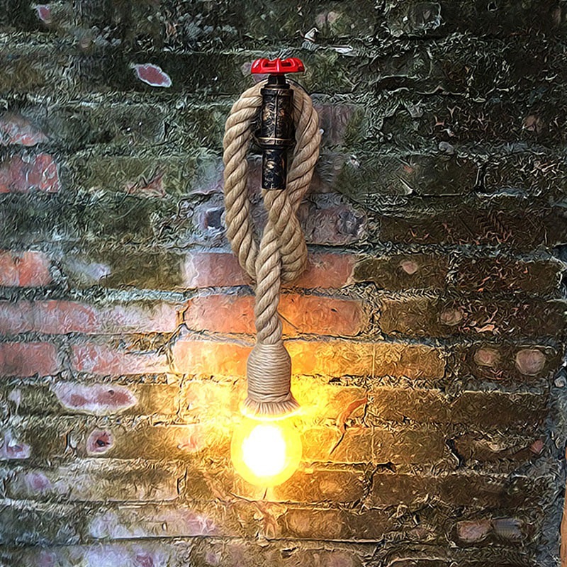 Loft touw waterleiding wandlamp licht veranda voordeur gang wandlamp wandlampen trap balkon magazijn bar industriële inrichting