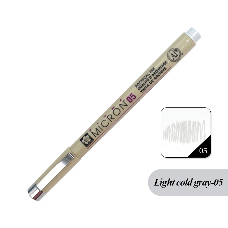 SAKURA Waterproof Thread Hooking Needle Pen Creation Color Drawing Pen Special for Drawing Art Animation Set Cold Gray: Lightcoldgray05