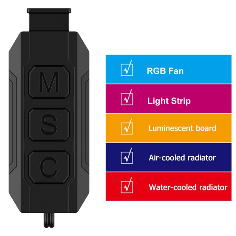 RGB Controller Cable, ARGB CPU Case Cool Fan LED Light Strip Lamp Bar Water Cooling AURA Control,SATA/Molex Powered