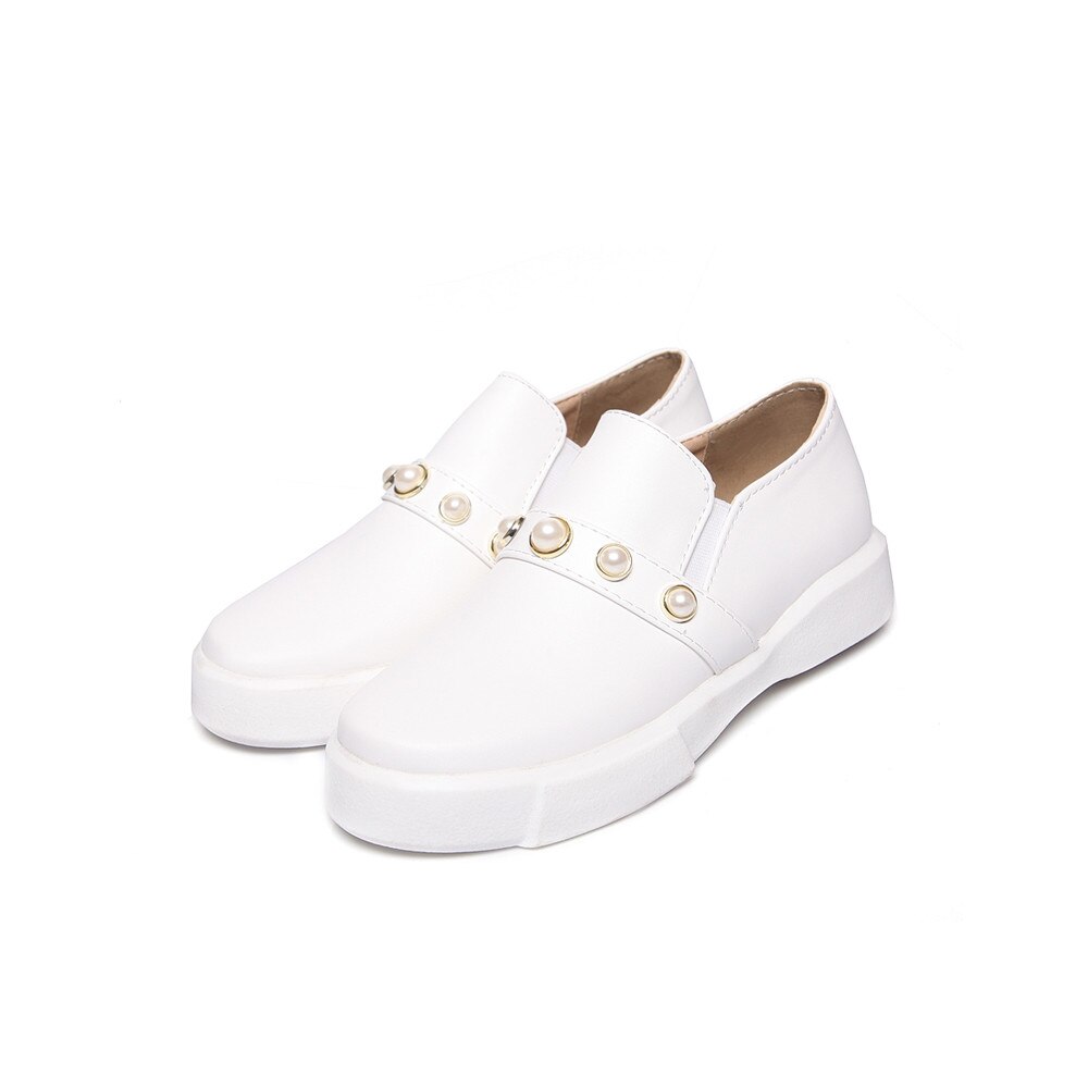 ASUMER zwart wit mode lente herfst dames schoenen ronde neus platte casual enkele schoenen maat 43 vrouwen flats: WHITE / 12