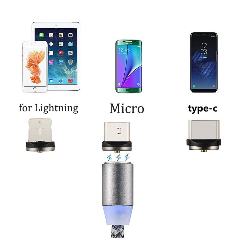 1M Magnetische Ladung Kabel Micro USB Kabel Für iPhone 11 Pro Max XR Magnet Ladegerät USB Typ C Kabel LED Lade Draht Kabel