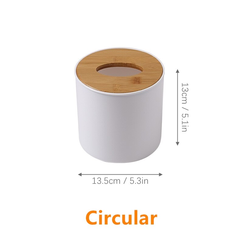 Home wooden plastic tissue box Kitchen solid wood napkin holder box Restaurant tissue case holder Office storage tissue canister: Circular