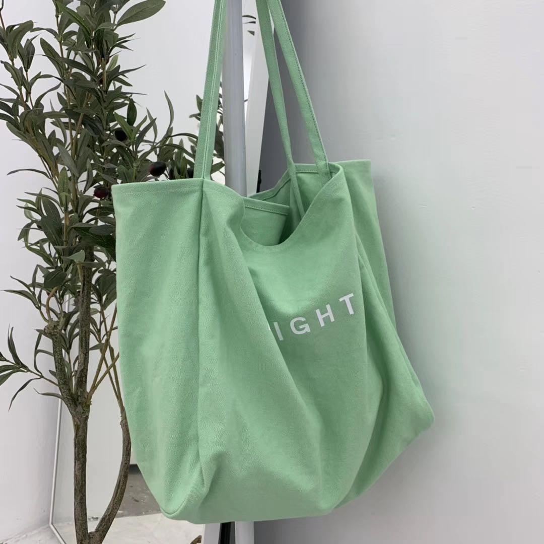 Einfache damen-schultertasche aus canvas, großes fassungsvermögen, umweltfreundliche einkaufstasche in bonbonfarben, lässige tragetasche für damen.: Grün