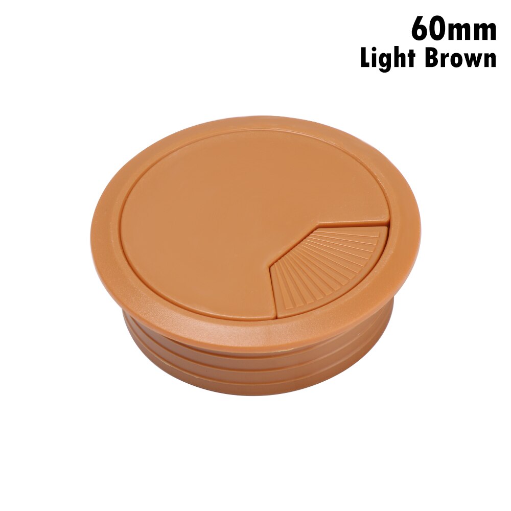 60/80mm Desk Table Plastic Cable Hole Cover PC Computer Desk Round Wire Tidy Grommet Desk Table Cable Fastener Cable Clamp: 60mm light brown