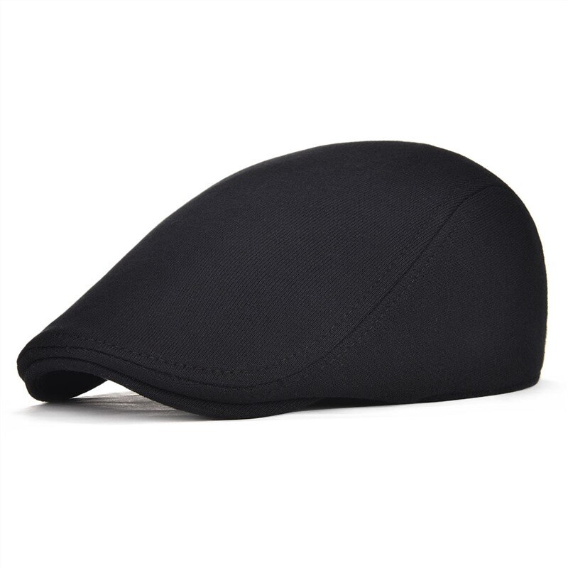 VOBOOM – casquette plate en coton pour homme et femme, chapeau de chauffeur de taxi, Vintage, doux, décontracté, boulanger, livreur de journaux: Black