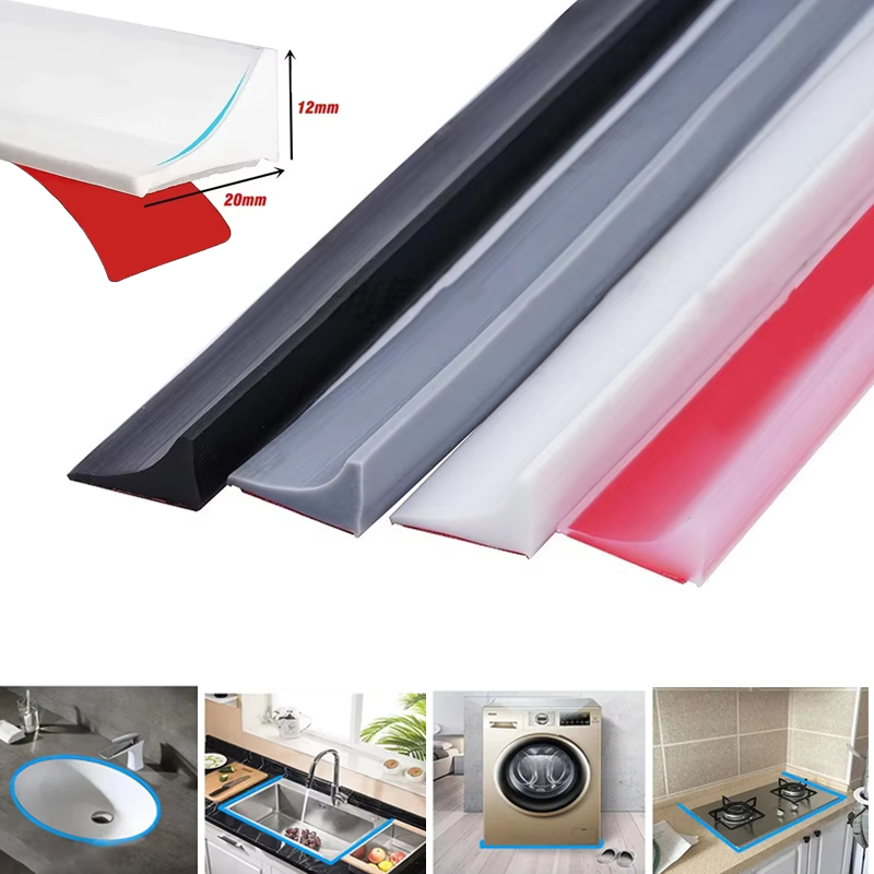 Barrière auto-adhésive en Silicone, barrage d'eau pour comptoir de cuisine, barrière étanche, salle de bains, douche, bouchon d'eau, protection, séparation sèche et humide