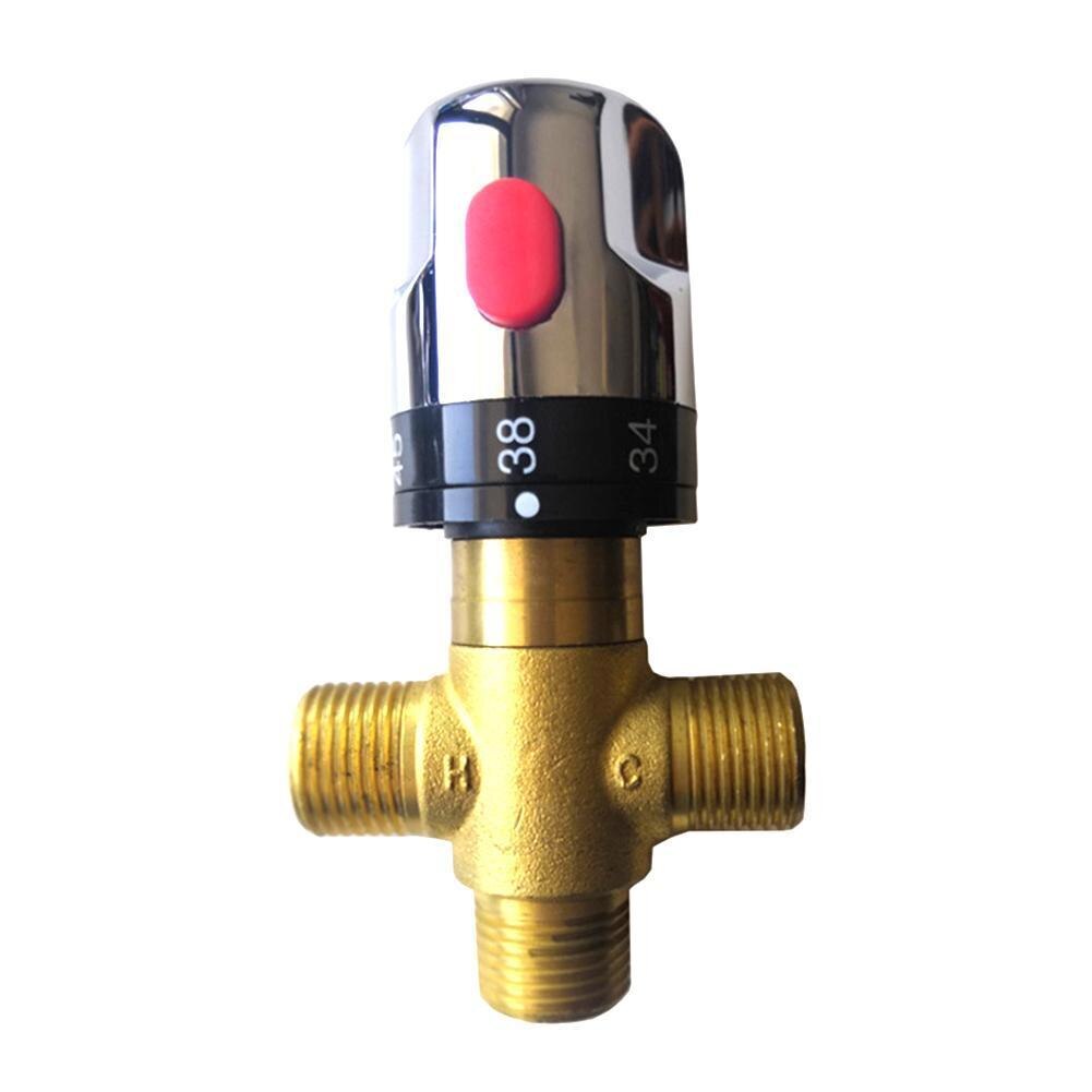 Brass G1/2 Male 3 Way Thermostatic Mixing Valve Control Shower Water Temperature F6T3
